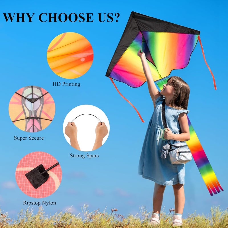 Crogift Store 3 Pack Large Kites, Large Butterfly Kite, Colorful Delta and Red Octopus for Girls Boys Ages 4-8, 8-12, Adults - Image 4